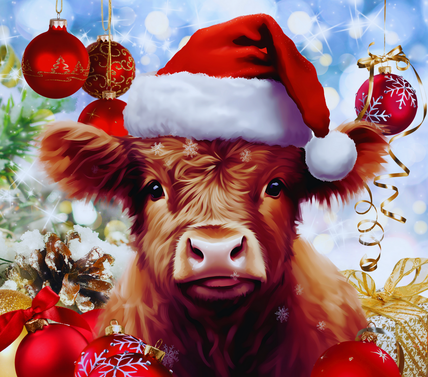 The Highland Cow's Christmas Cheer Graphic T-Shirt artwork