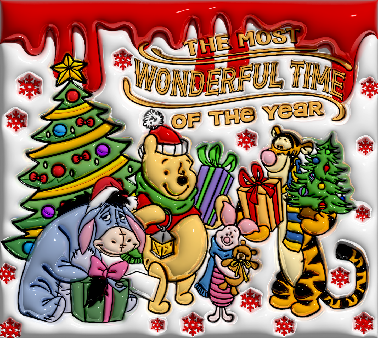 Winnie the Pooh and Friends: The Most Wonderful Time of the Year Graphic T-Shirt artwork