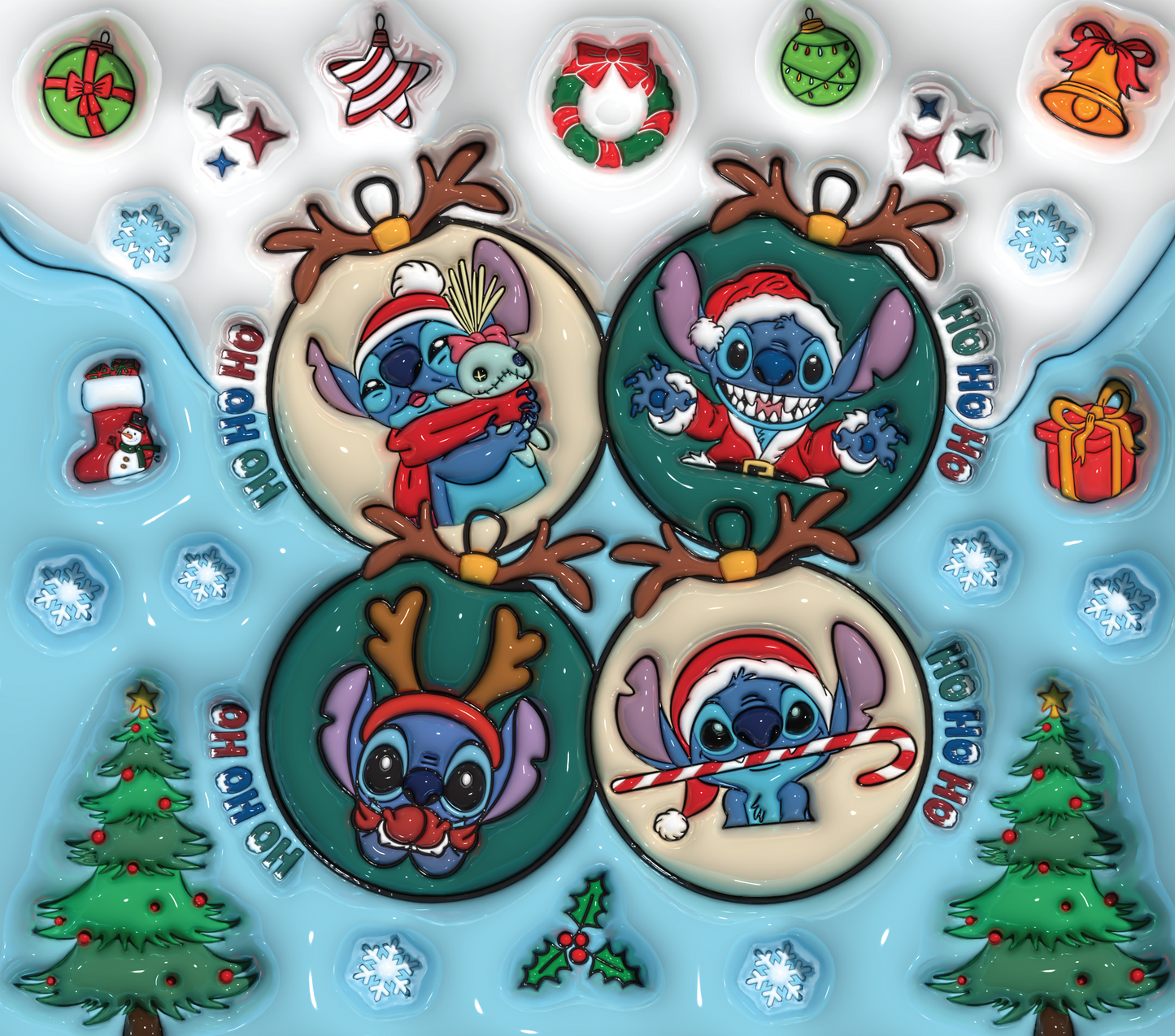 Stitch's Christmas Antics Graphic T-Shirt artwork