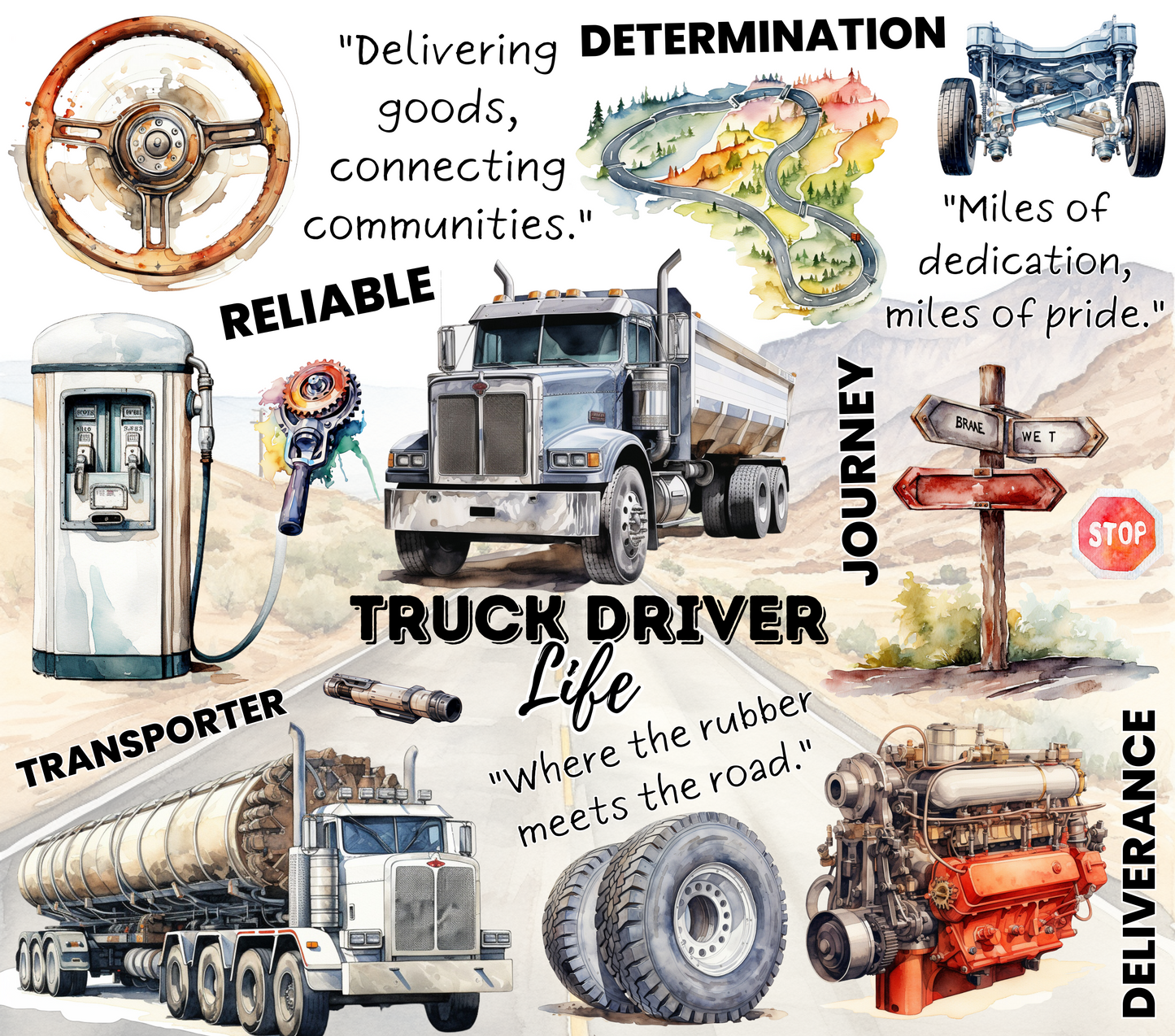 Truck Driver Graphic T-Shirt artwork