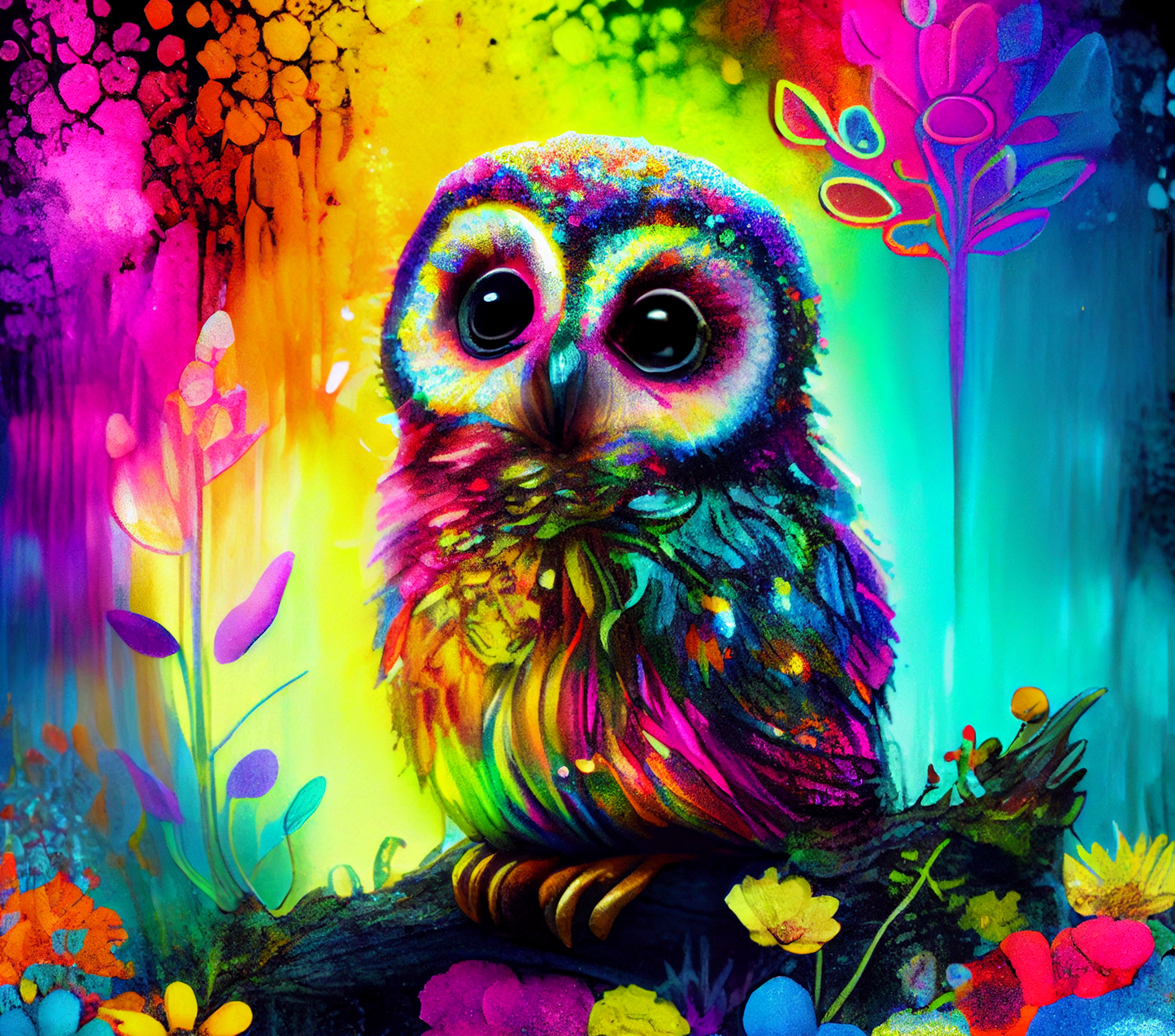 287 Rainbow Owl with Tumbler