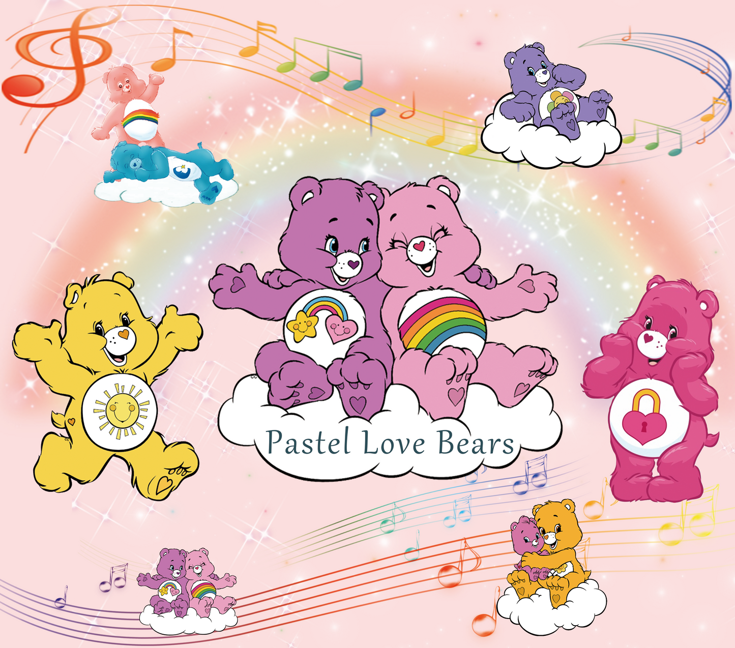 302 Rainbow Melody Care Bears with Tumbler