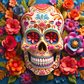 394 Floral Sugar Skull with Tumbler