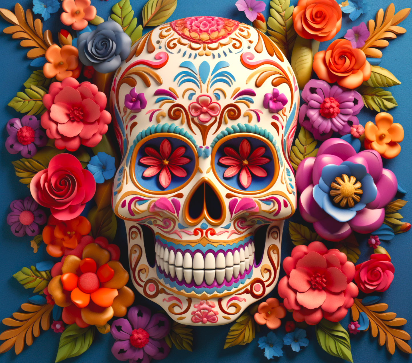 394 Floral Sugar Skull with Tumbler