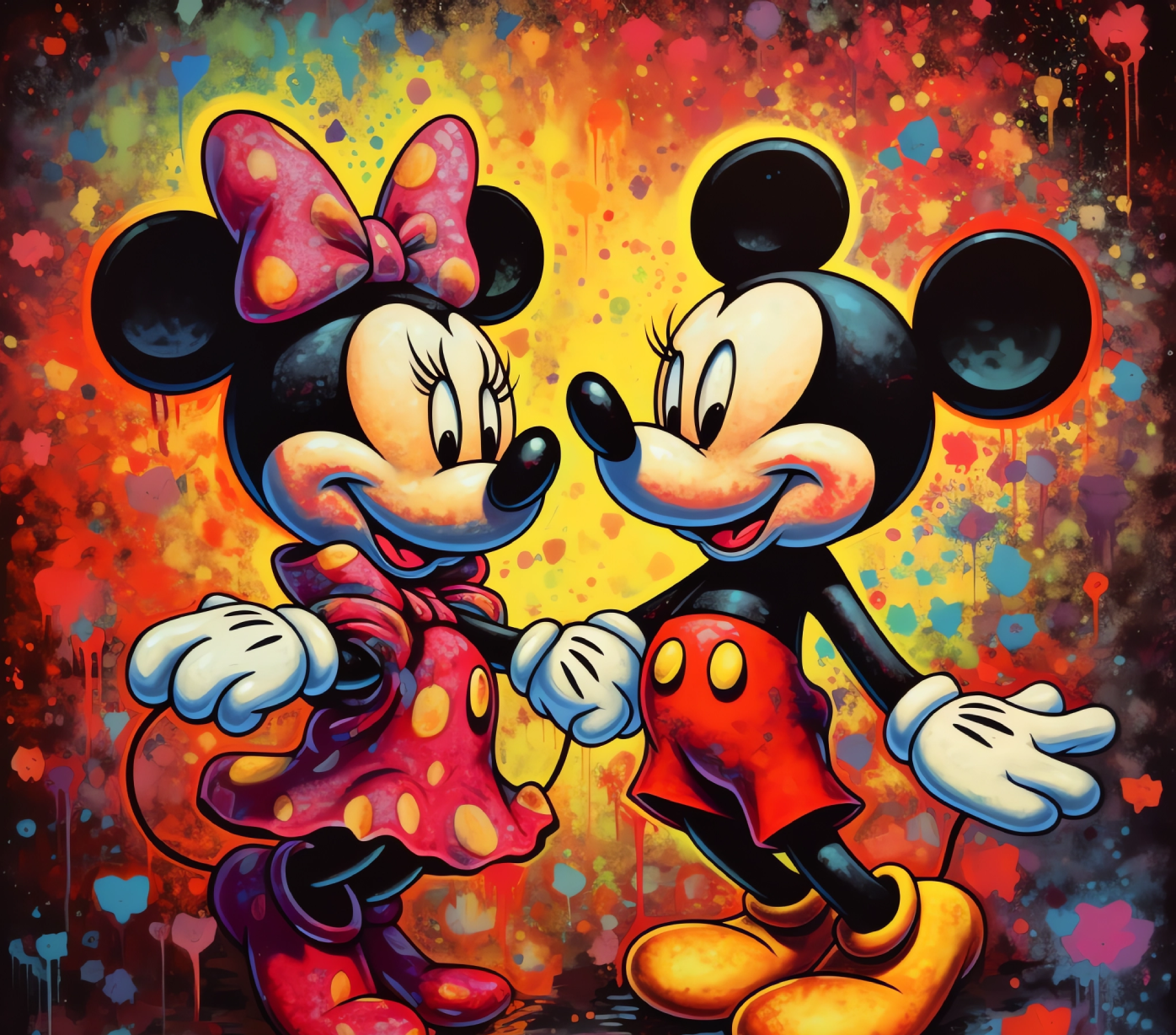 436 Mickey and Minnie in Colors with Tumbler