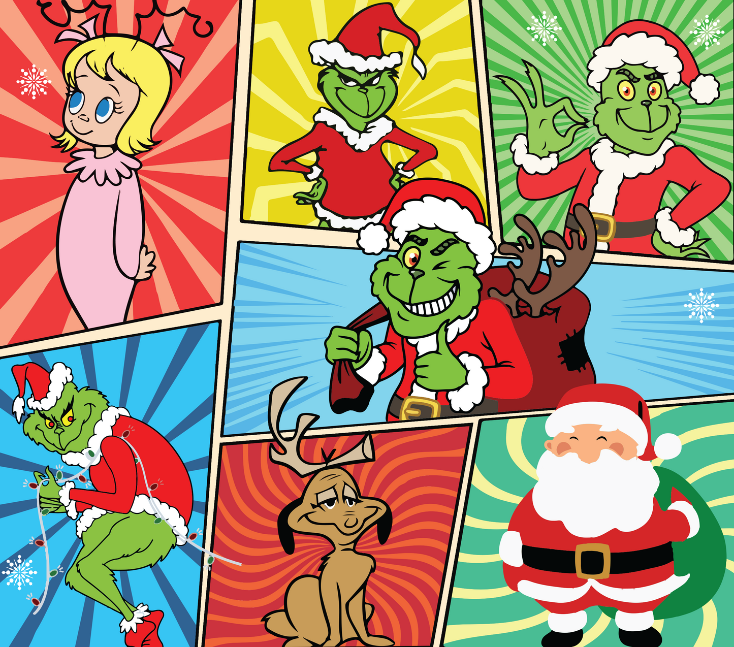 617 Grinch Holiday Comic Collage with Tumbler