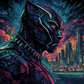 670 Vibrant Hero Portrait: Futuristic Panther Art with Tumbler
