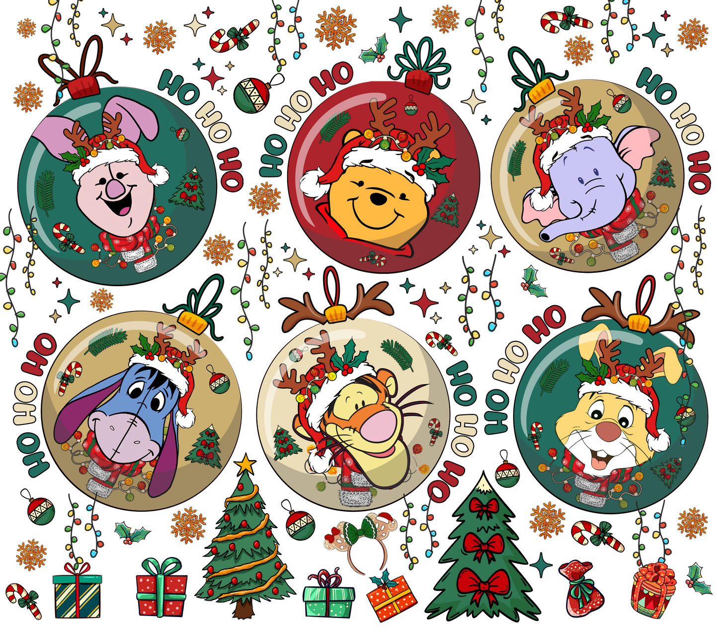 711 Winnie the Pooh and Friends on Christmas Baubles with Tumbler