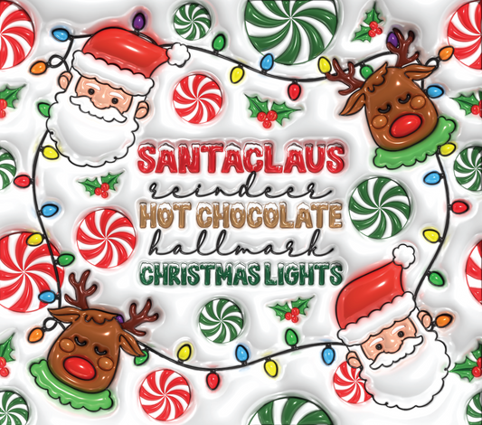 768 Santa Claus and Reindeer: Hot Chocolate Christmas Lights with Tumbler