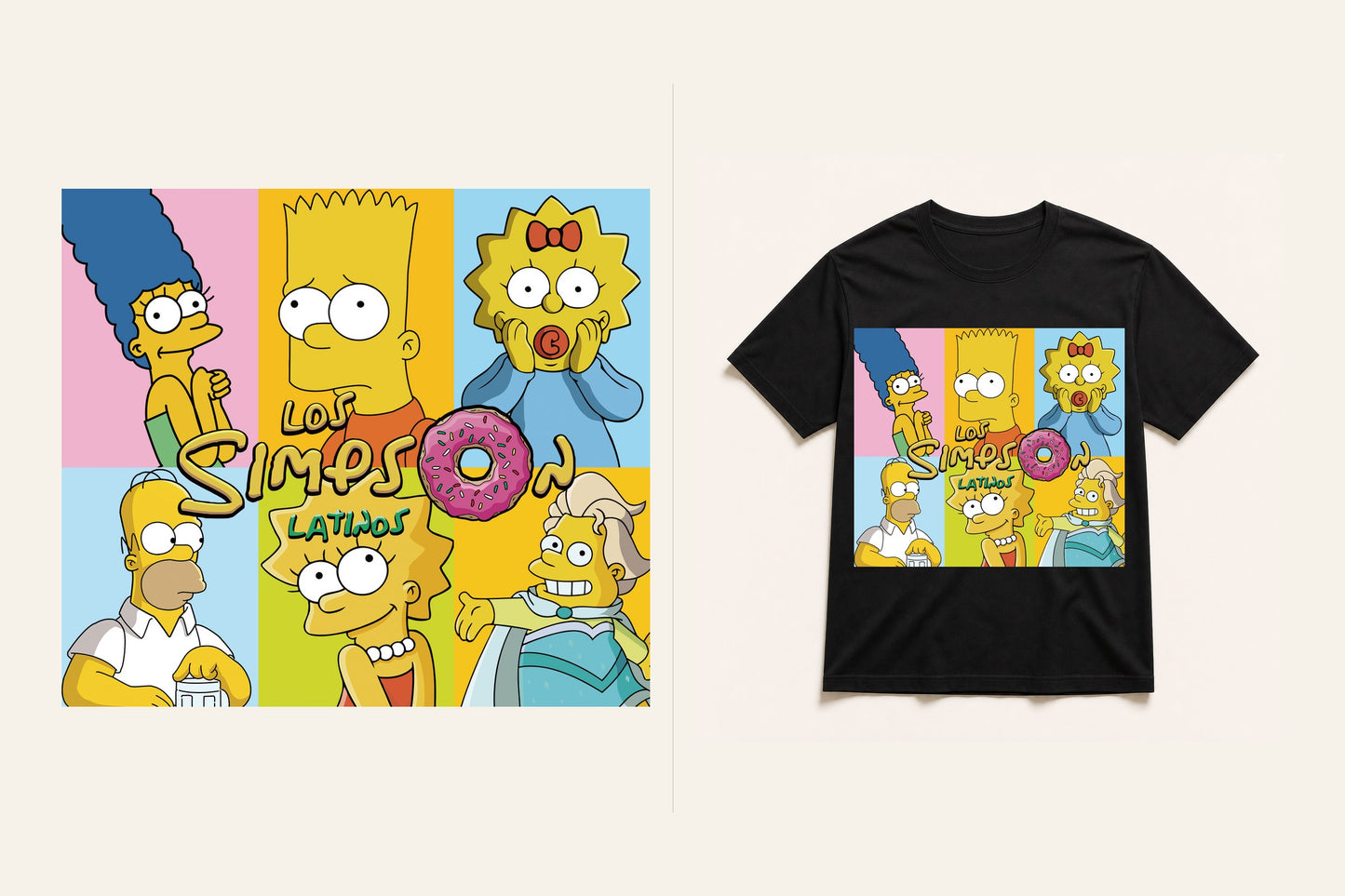 The Simpsons: Latin Pop Art graphic T-shirt artwork