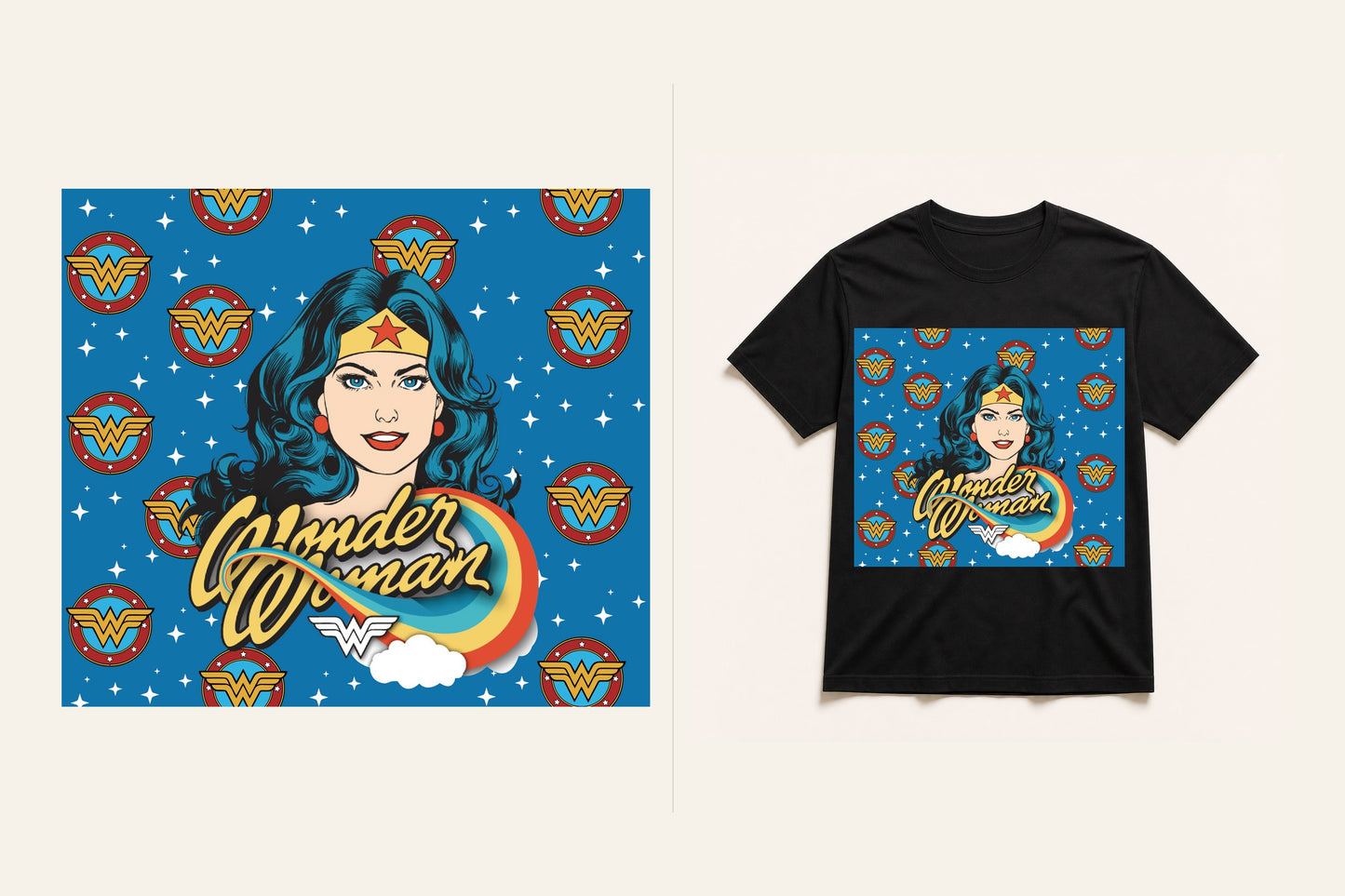 Wonder Woman: Retro Vibes graphic T-shirt artwork