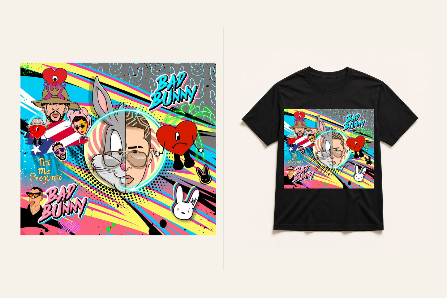 Bad Bunny graphic T-shirt artwork