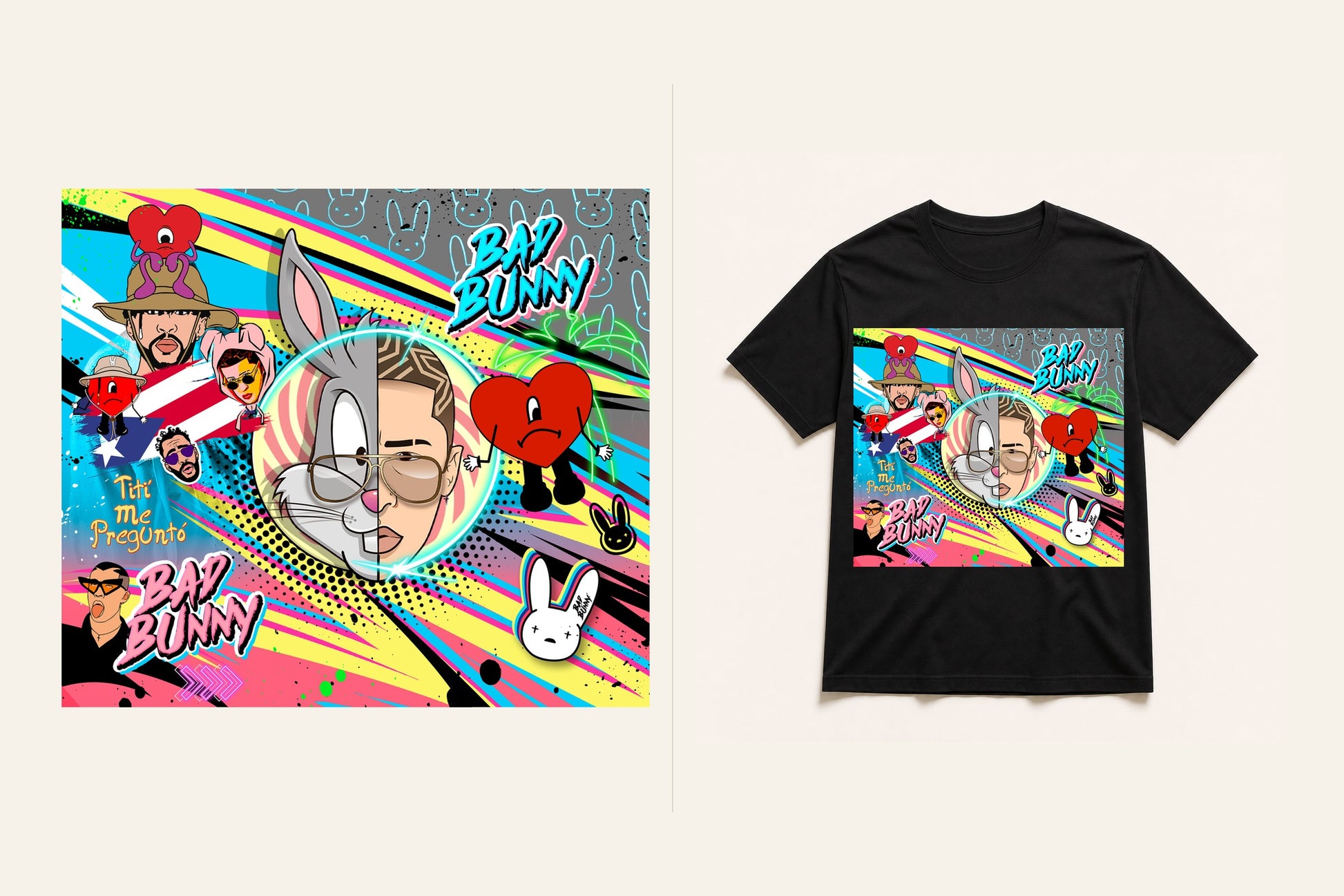 Bad Bunny graphic T-shirt artwork
