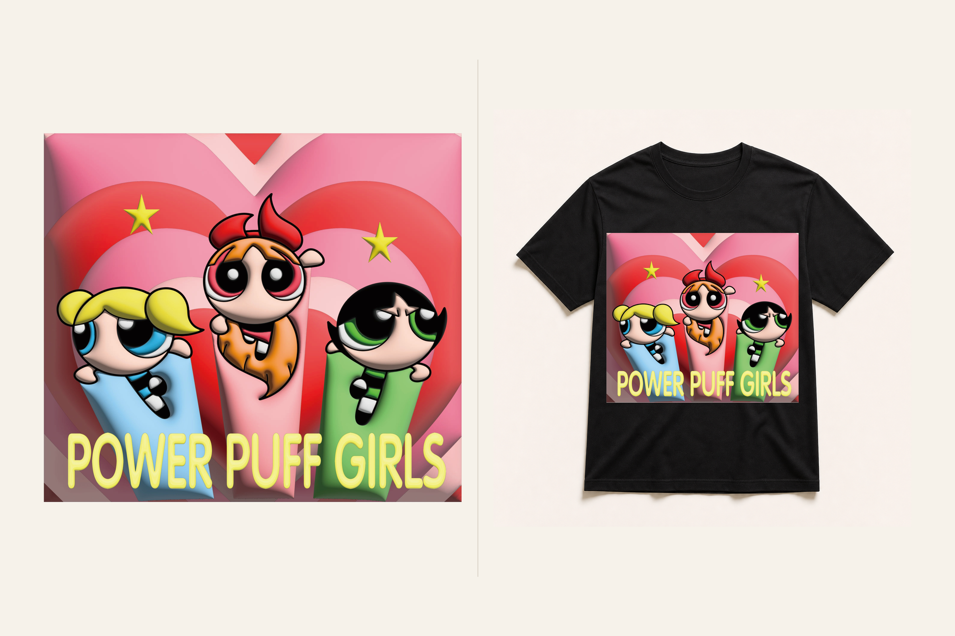 Powerpuff Girls Trio graphic T-shirt artwork