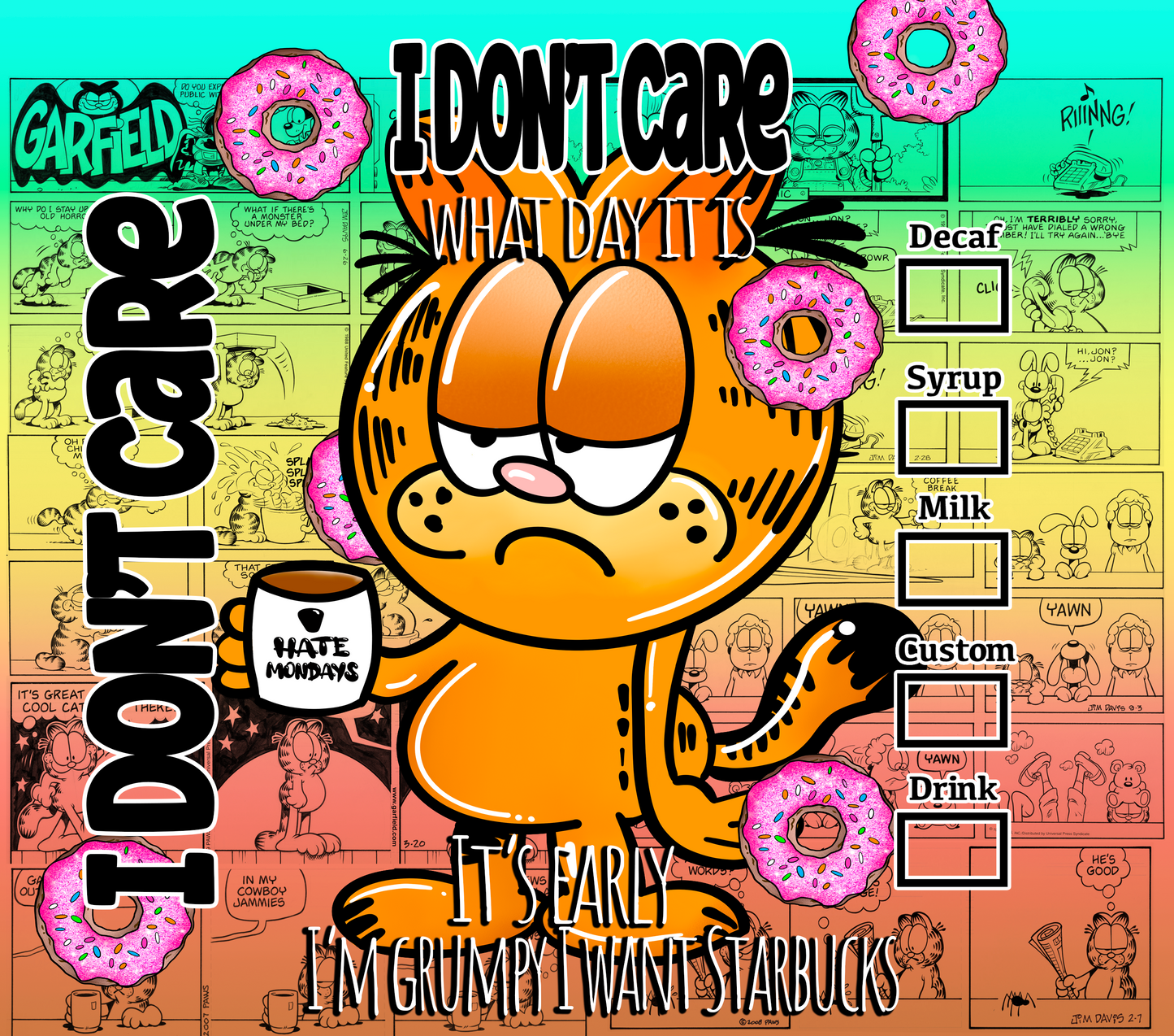 Garfield Orange Mood Graphic T-Shirt artwork