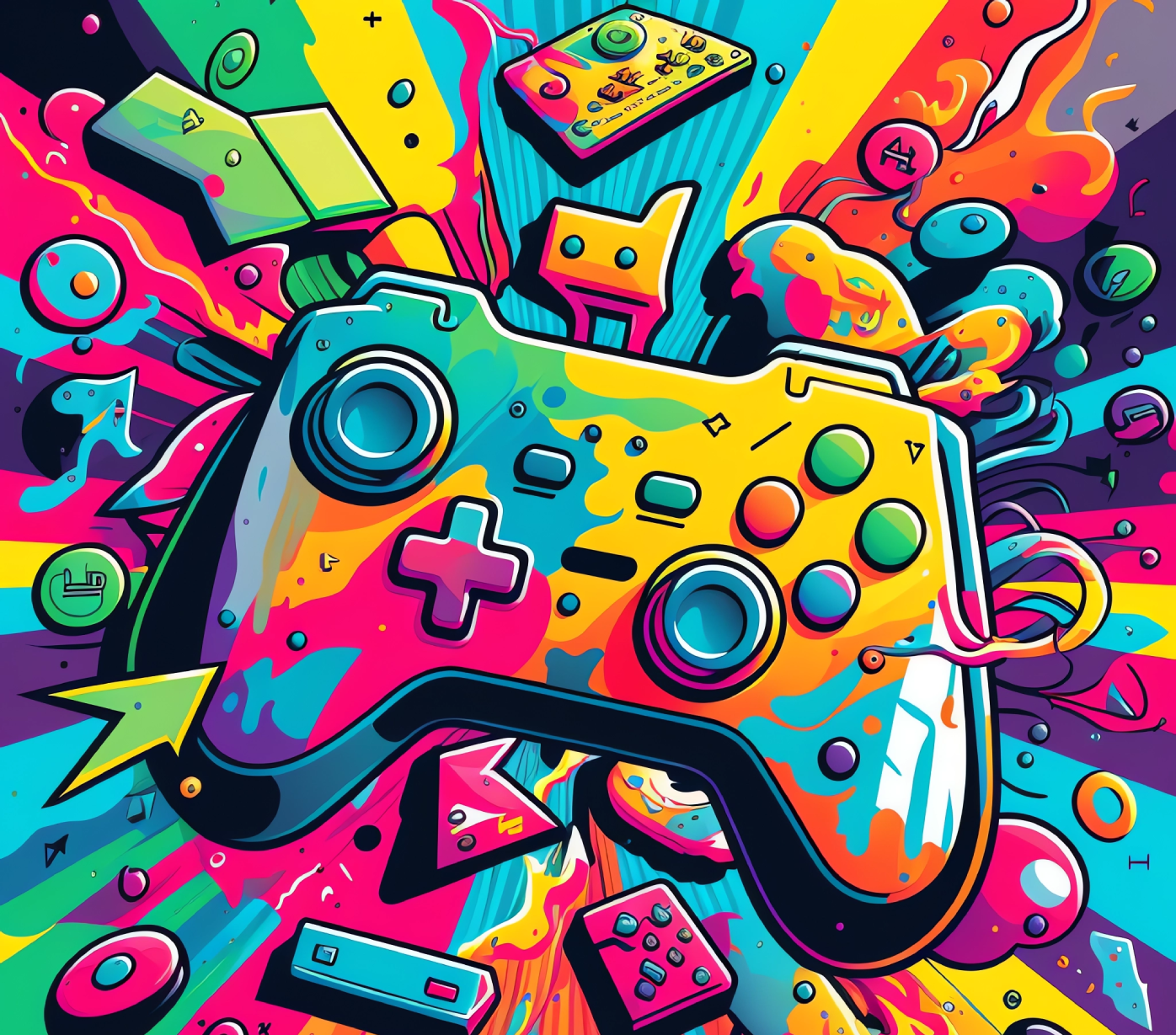 Color Burst Gaming Graphic T-Shirt artwork