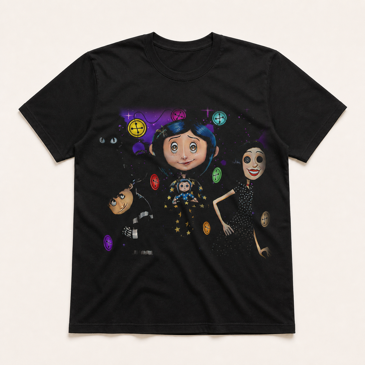TS0364 optimized black graphic T-shirt product image