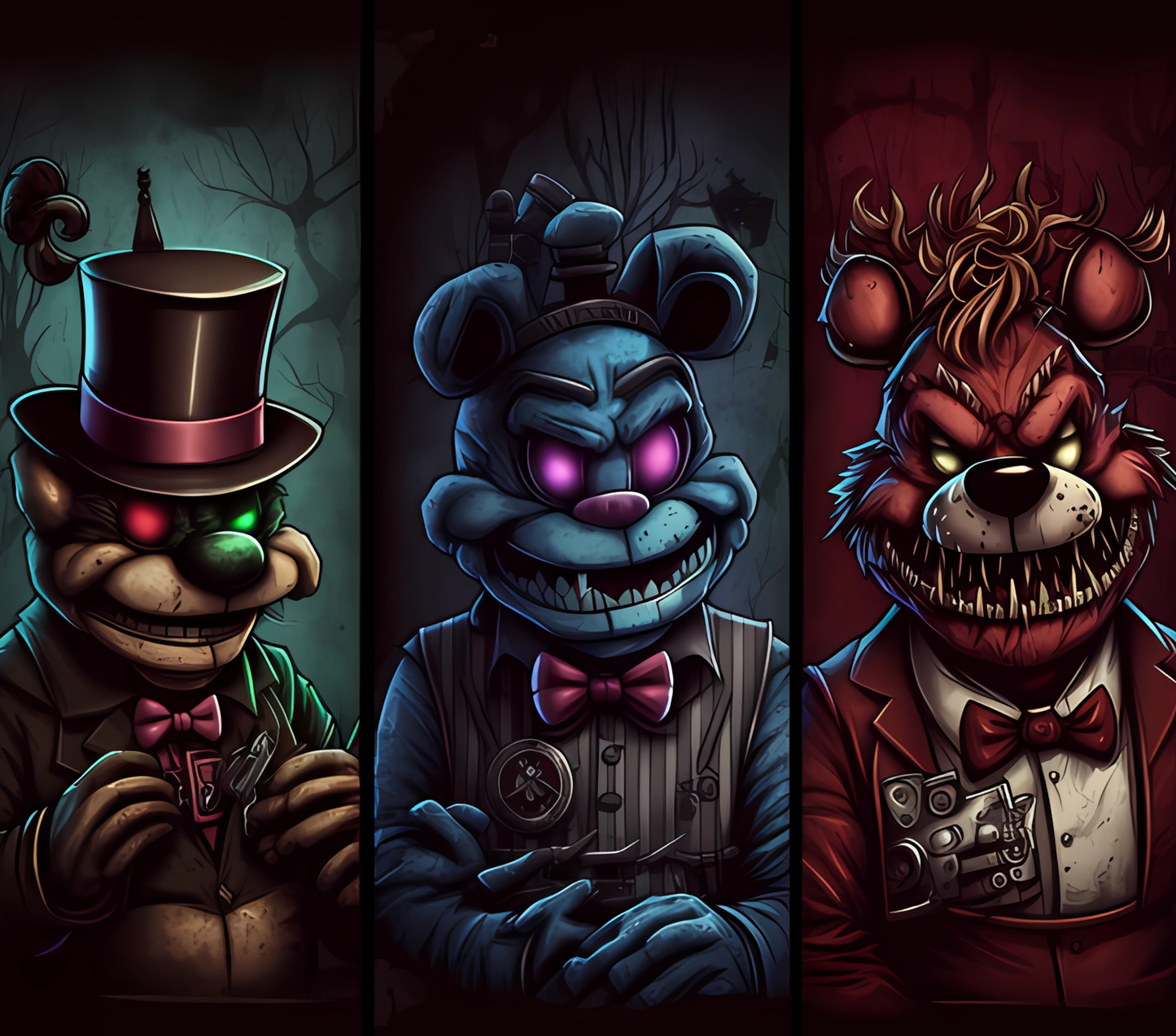 Twisted Trio: Nightmares in the Shadows Graphic T-Shirt artwork