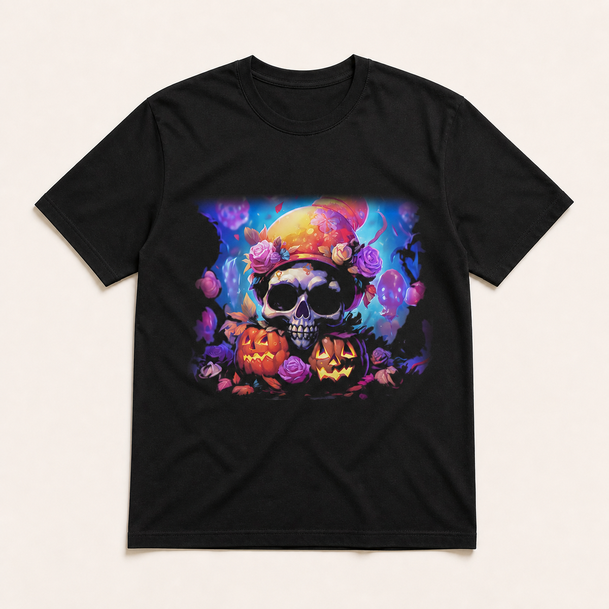 TS0417 optimized black graphic T-shirt product image