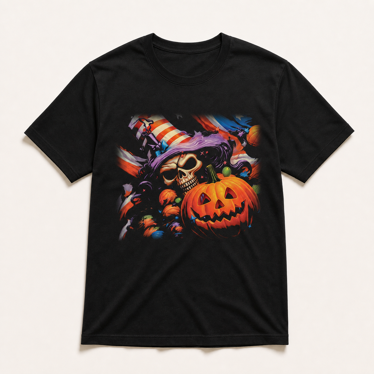 TS0418 optimized black graphic T-shirt product image