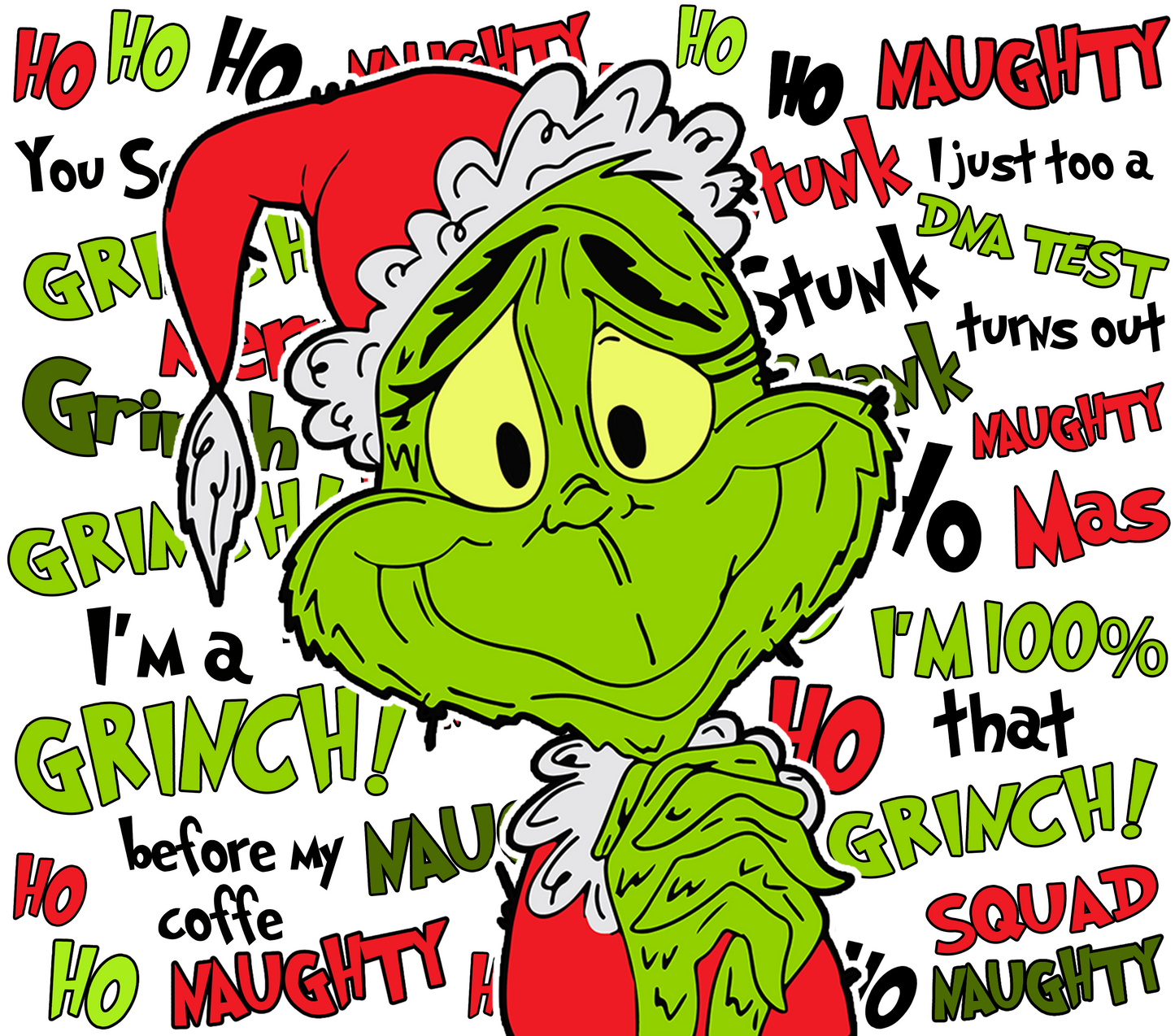 Grinch's Naughty Christmas Mood Graphic T-Shirt artwork