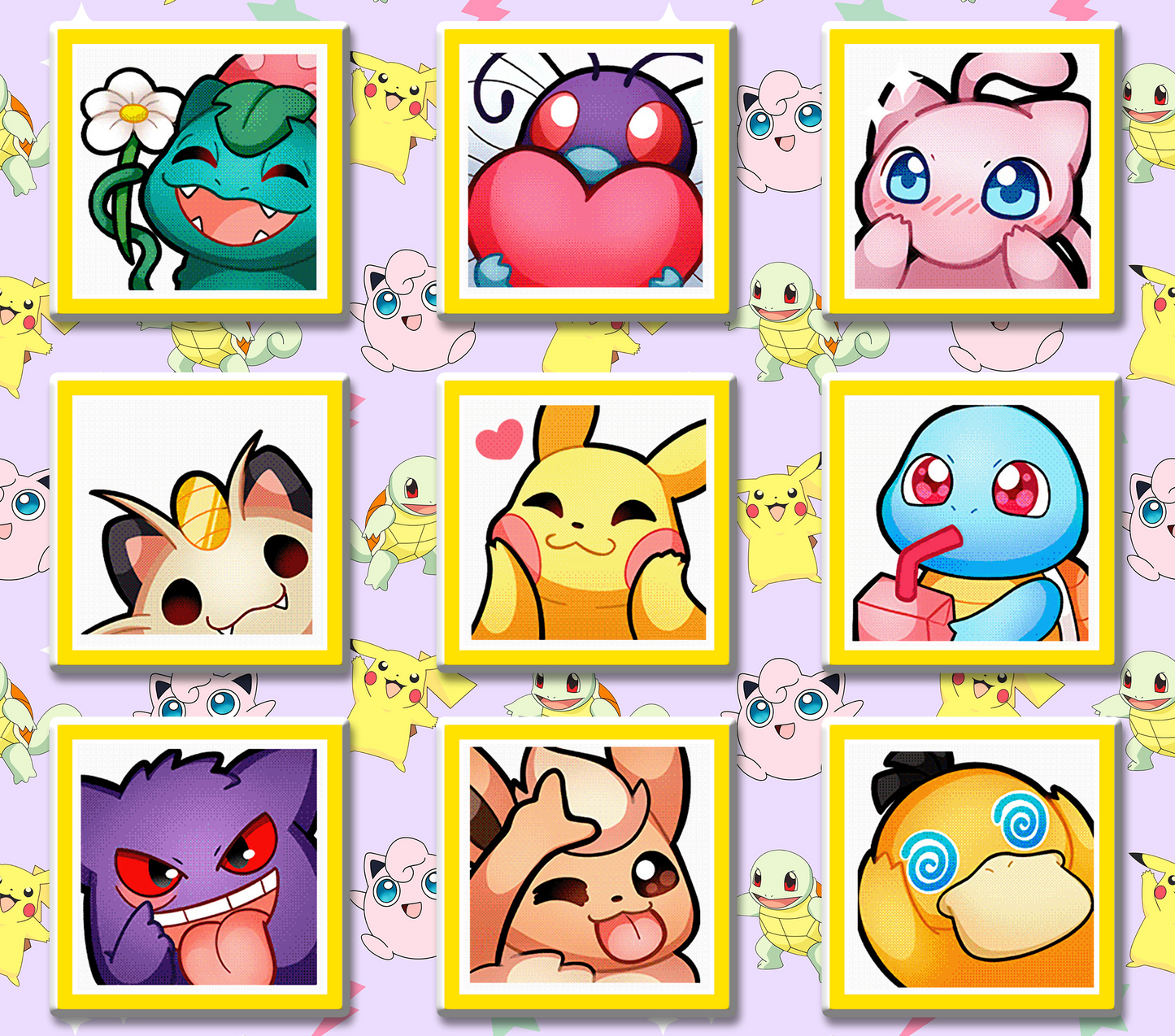Adorable Pokémon Emoji Art Graphic T-Shirt artwork