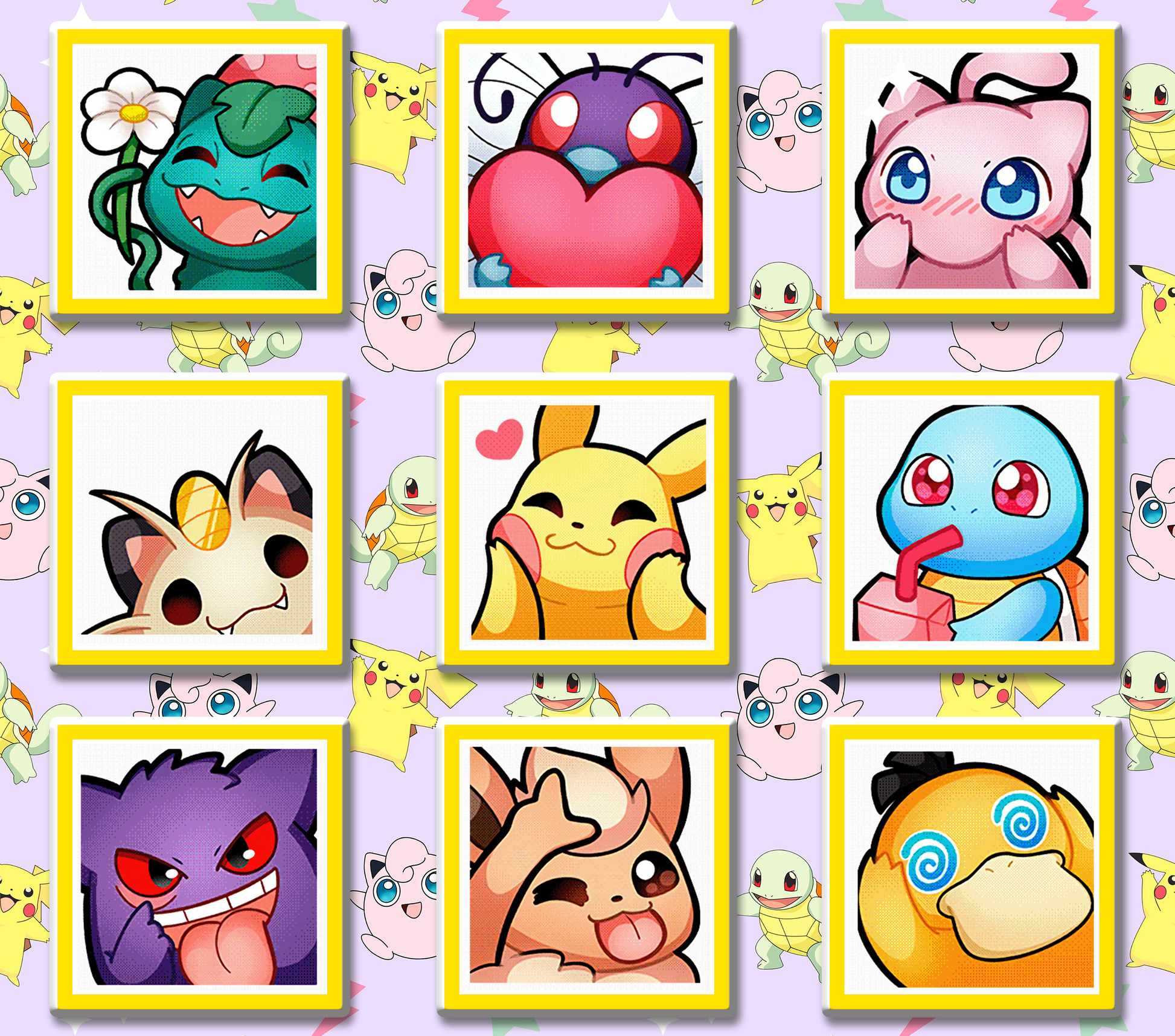 Adorable Pokémon Emoji Art Graphic T-Shirt artwork