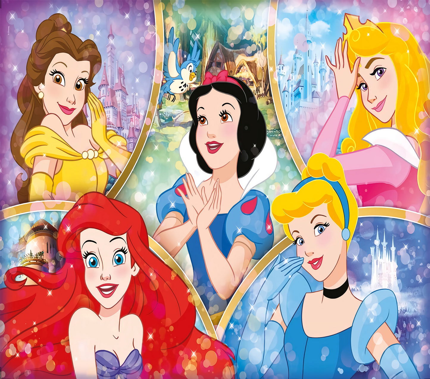 Dreamy Disney Princess Puzzle Poster Graphic T-Shirt artwork