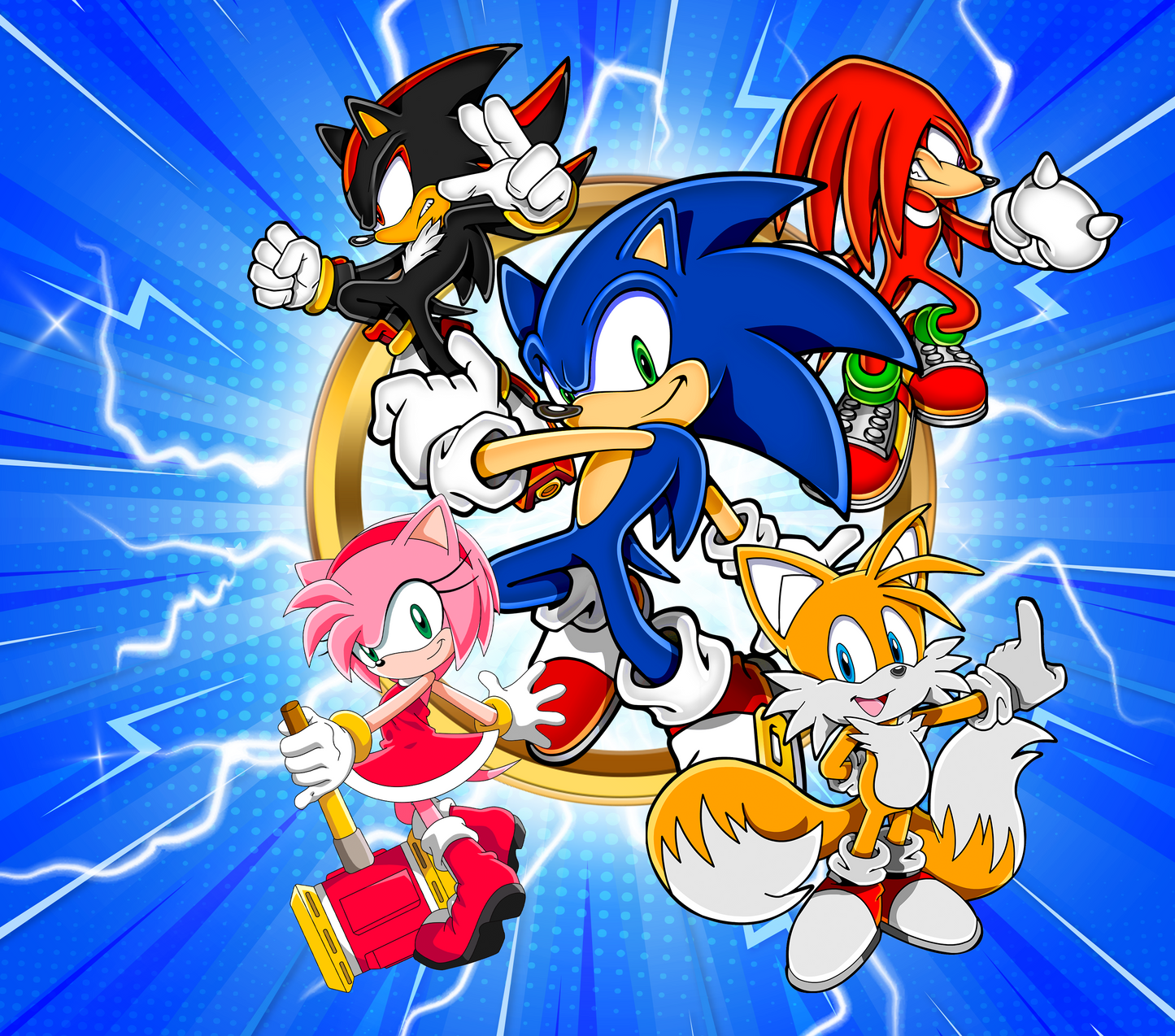Sonic Lightning Heroes Squad Graphic T-Shirt artwork