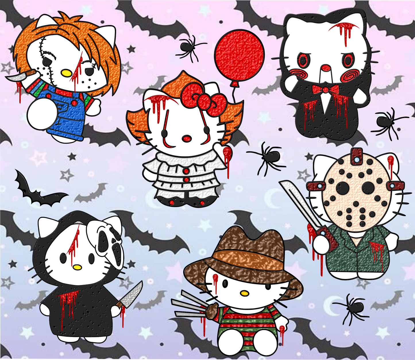 Hello Kitty Horror Mashup Graphic T-Shirt artwork