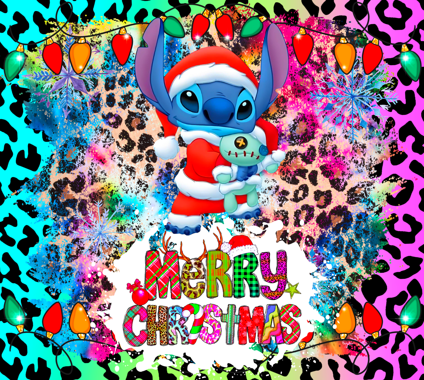 Stitch's Christmas Cuddleswith Tumbler Graphic T-Shirt artwork