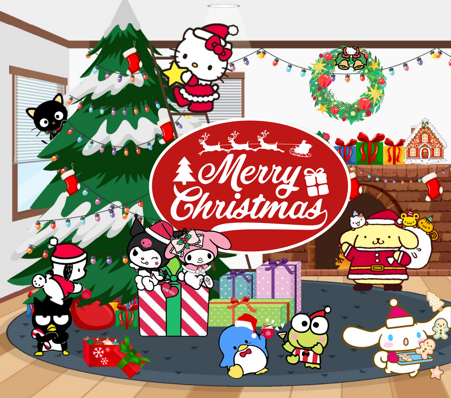 Hello Kitty and Friends' Christmas Party Graphic T-Shirt artwork