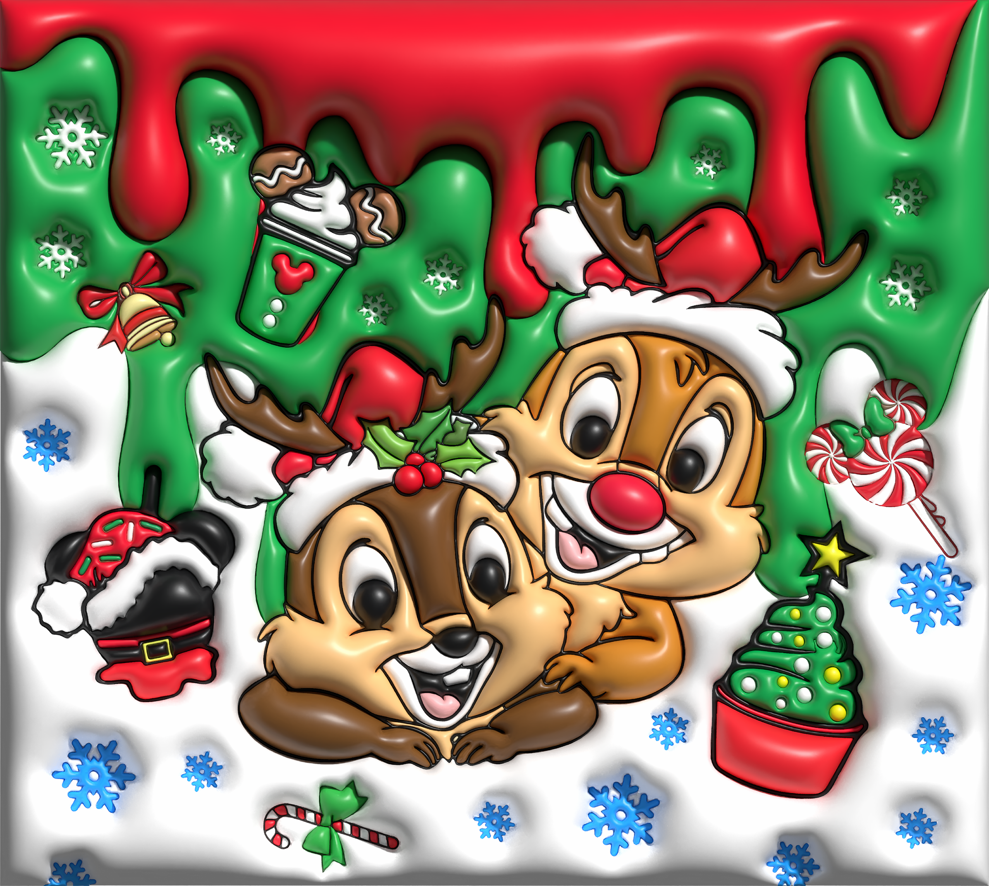 Chip and Dale's Christmas Joy Graphic T-Shirt artwork