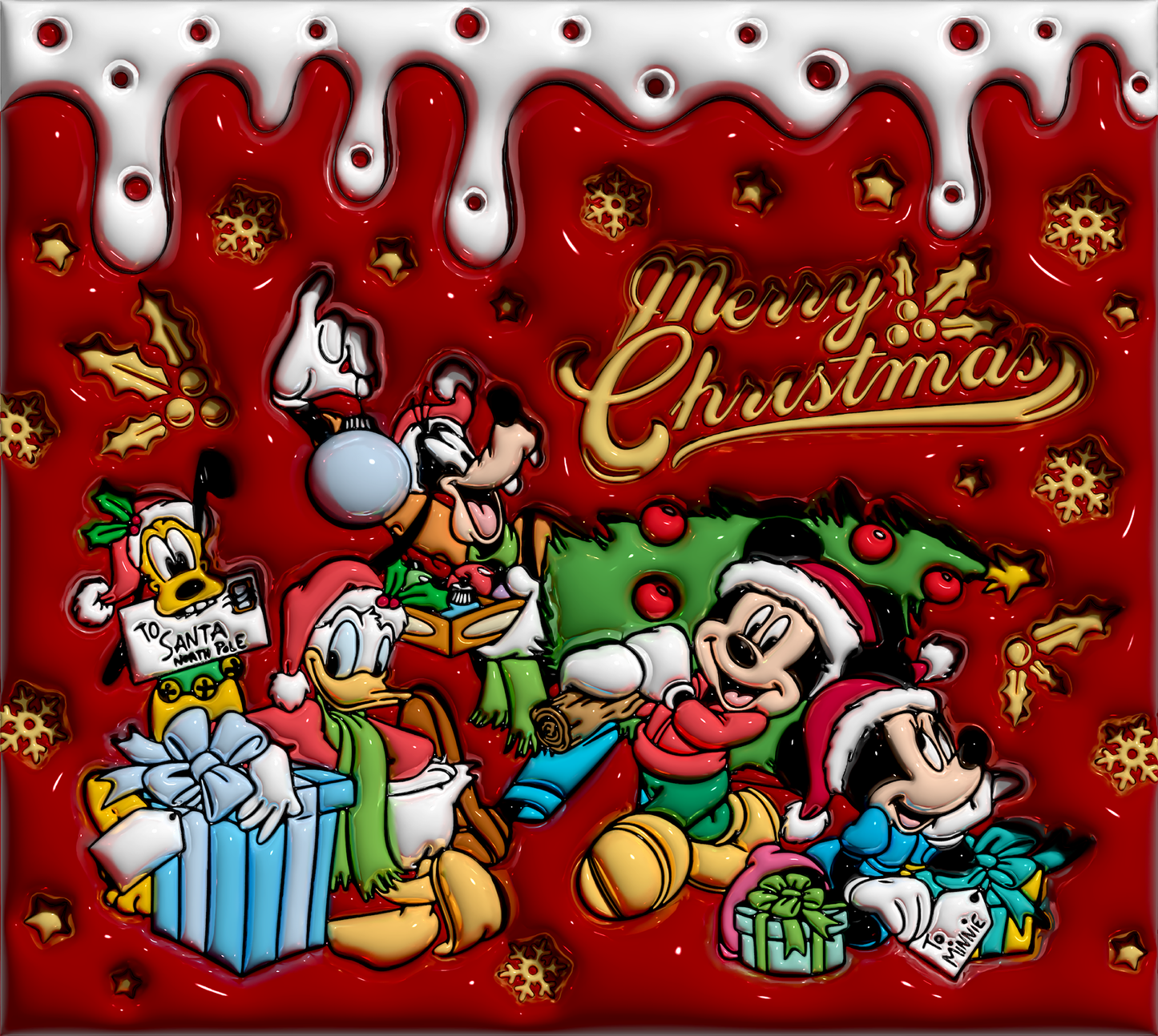 Disney Characters' Merry Christmas Graphic T-Shirt artwork