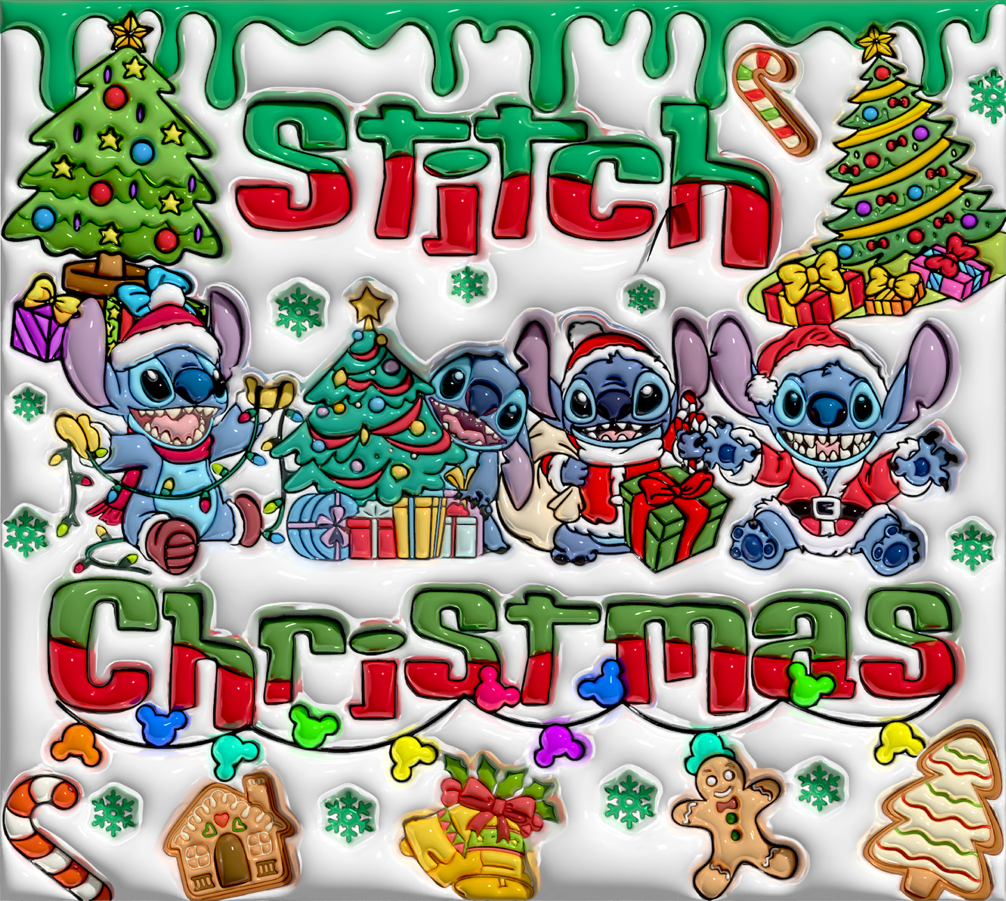 Stitch's Christmas Celebration Graphic T-Shirt artwork