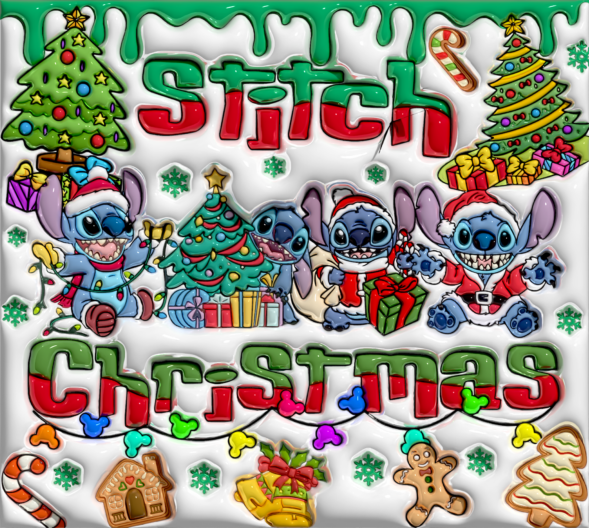 Stitch's Christmas Celebration Graphic T-Shirt artwork