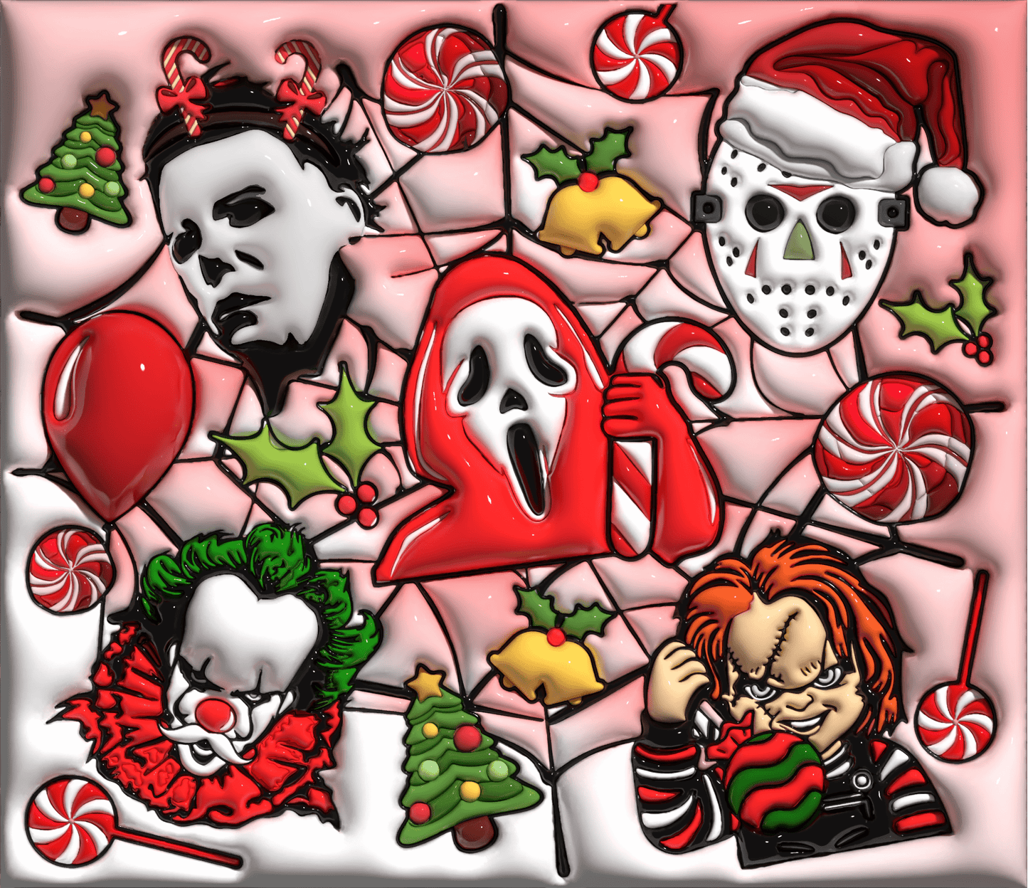 Villains' Christmas Gathering Graphic T-Shirt artwork