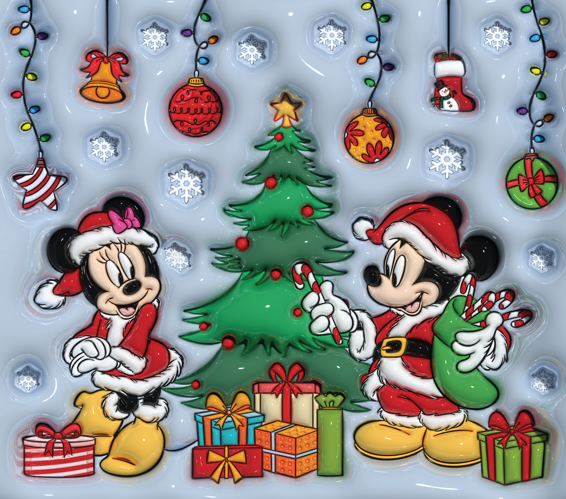 Mickey and Minnie's Christmas Celebration Graphic T-Shirt artwork