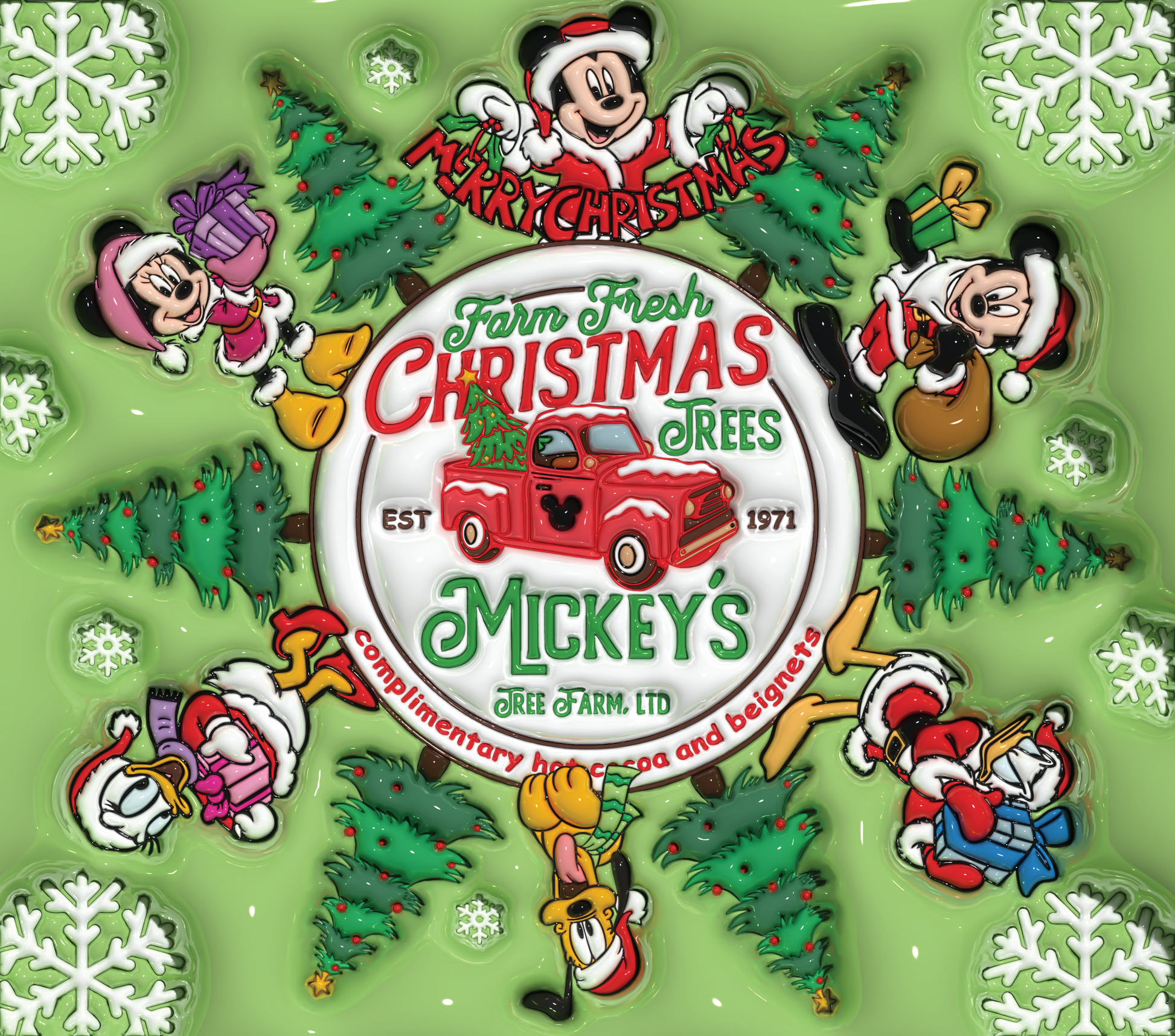 Mickey's Christmas Trees: A Farm Fresh Tradition Graphic T-Shirt artwork