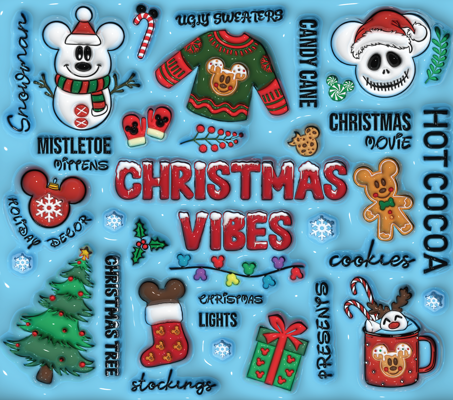 Christmas Vibes: Disney Style Graphic T-Shirt artwork