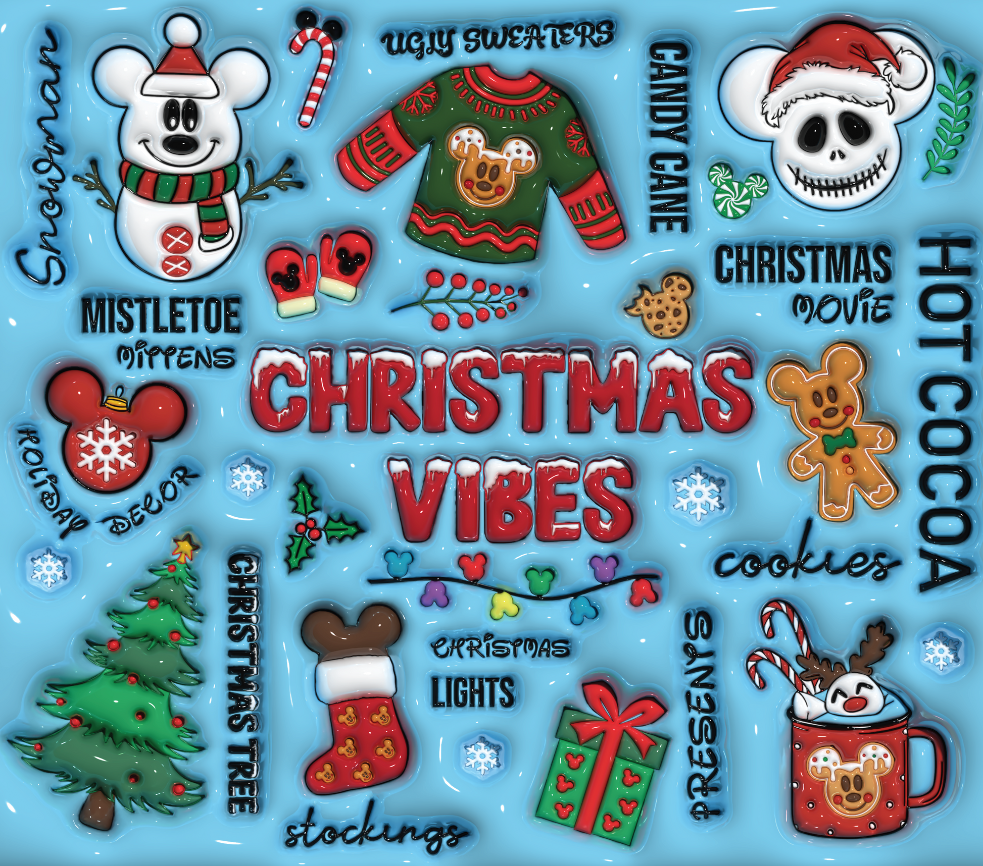 Christmas Vibes: Disney Style Graphic T-Shirt artwork