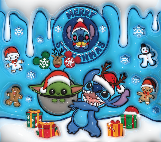 Stitch and Grogu's Christmas Cheer Graphic T-Shirt artwork