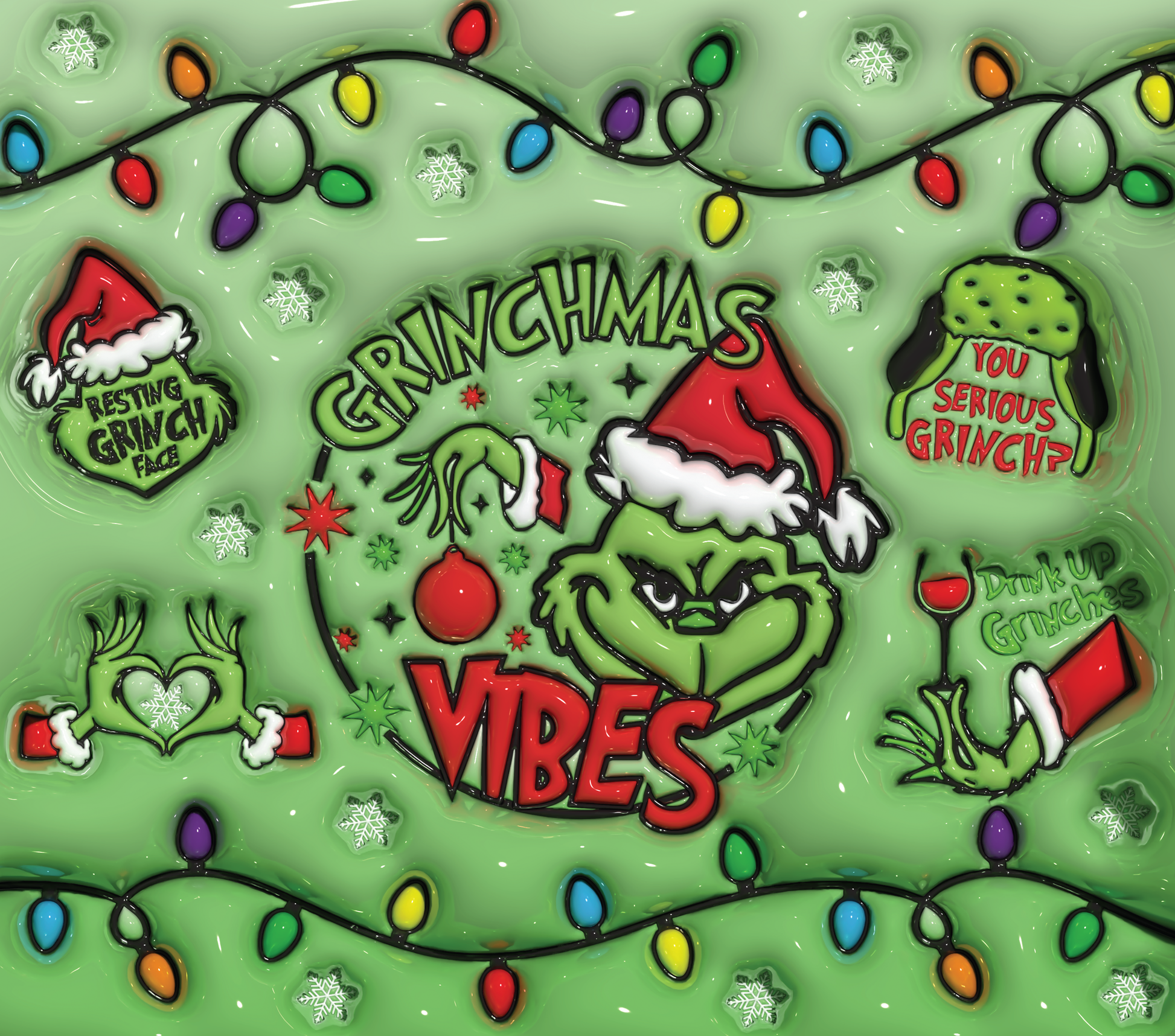 The Grinch's Christmas Vibes Graphic T-Shirt artwork