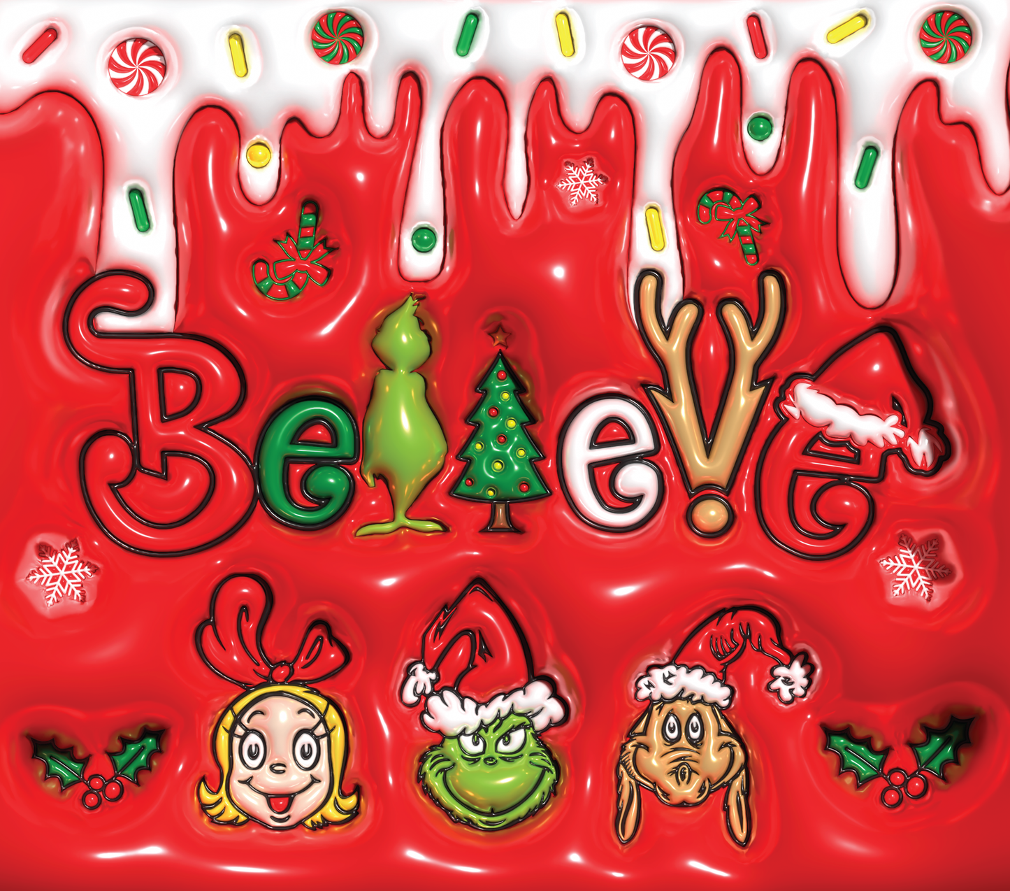 Believe in the Grinch: A Christmas Tale Graphic T-Shirt artwork